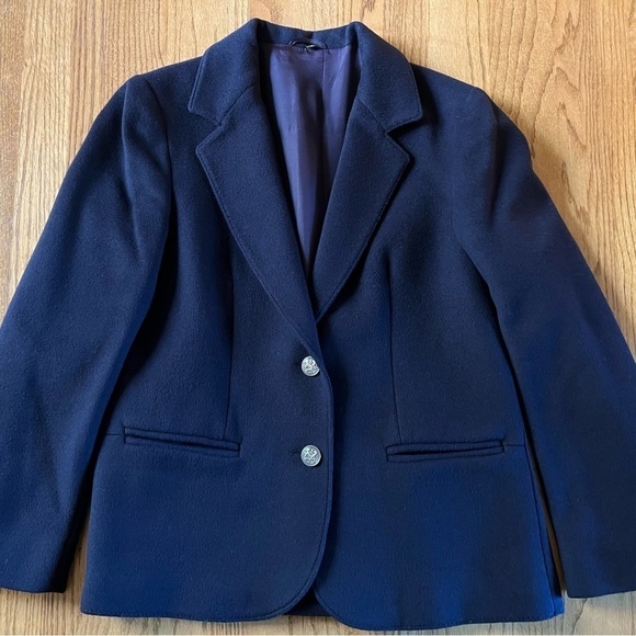 Gleneagles of Scotland cashmere wool blazer size 12 navy blue - Picture 6 of 11